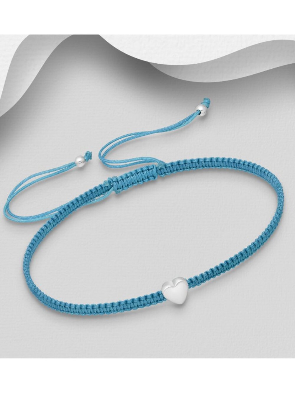 925 Sterling Silver Heart Adjustable Thread Bracelet